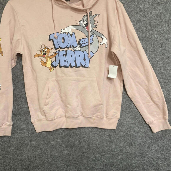 Tom & Jerry Juniors Size L 11/13 Pullover Pink Hoodie Front & Sleeve Graphic - Picture 3 of 9